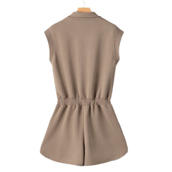 🫒 Dark Khaki Half-Zip Textured Romper – Sizes M, L, XL - Picture 4 of 4